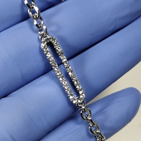 Sterling Silver Slider Bracelet | Swarovski Crystal | Adjustable Women's Jewelry - Picture 7 of 8